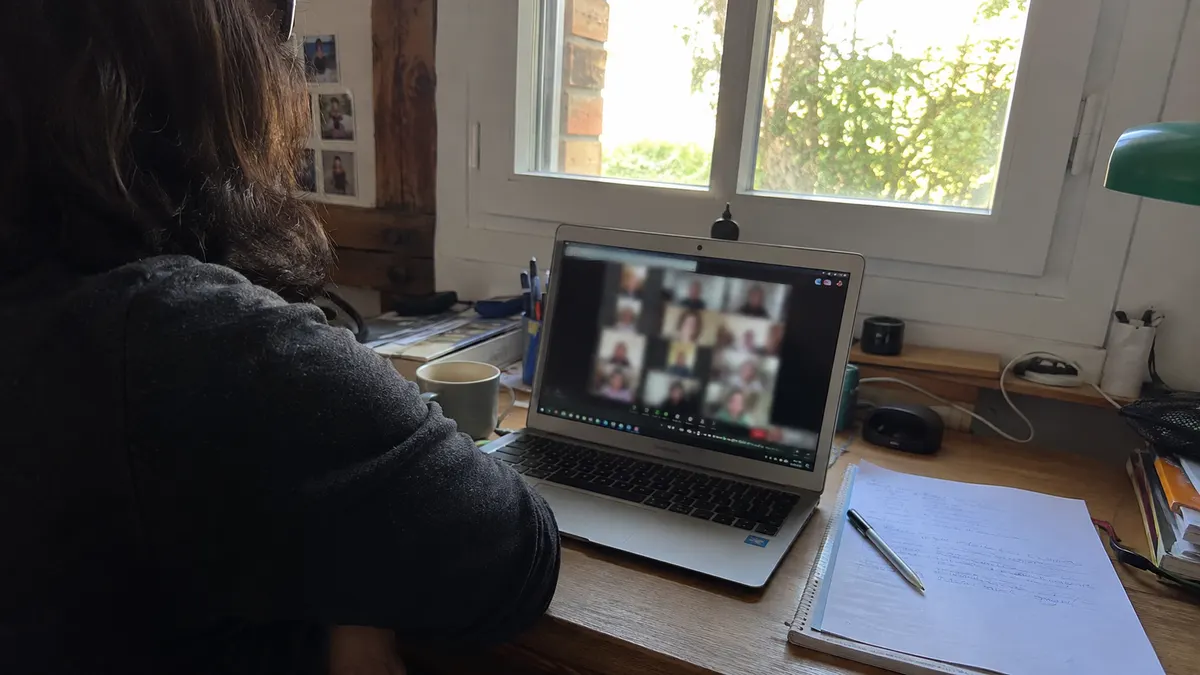 Professeur animant une session de cours particulier en visio